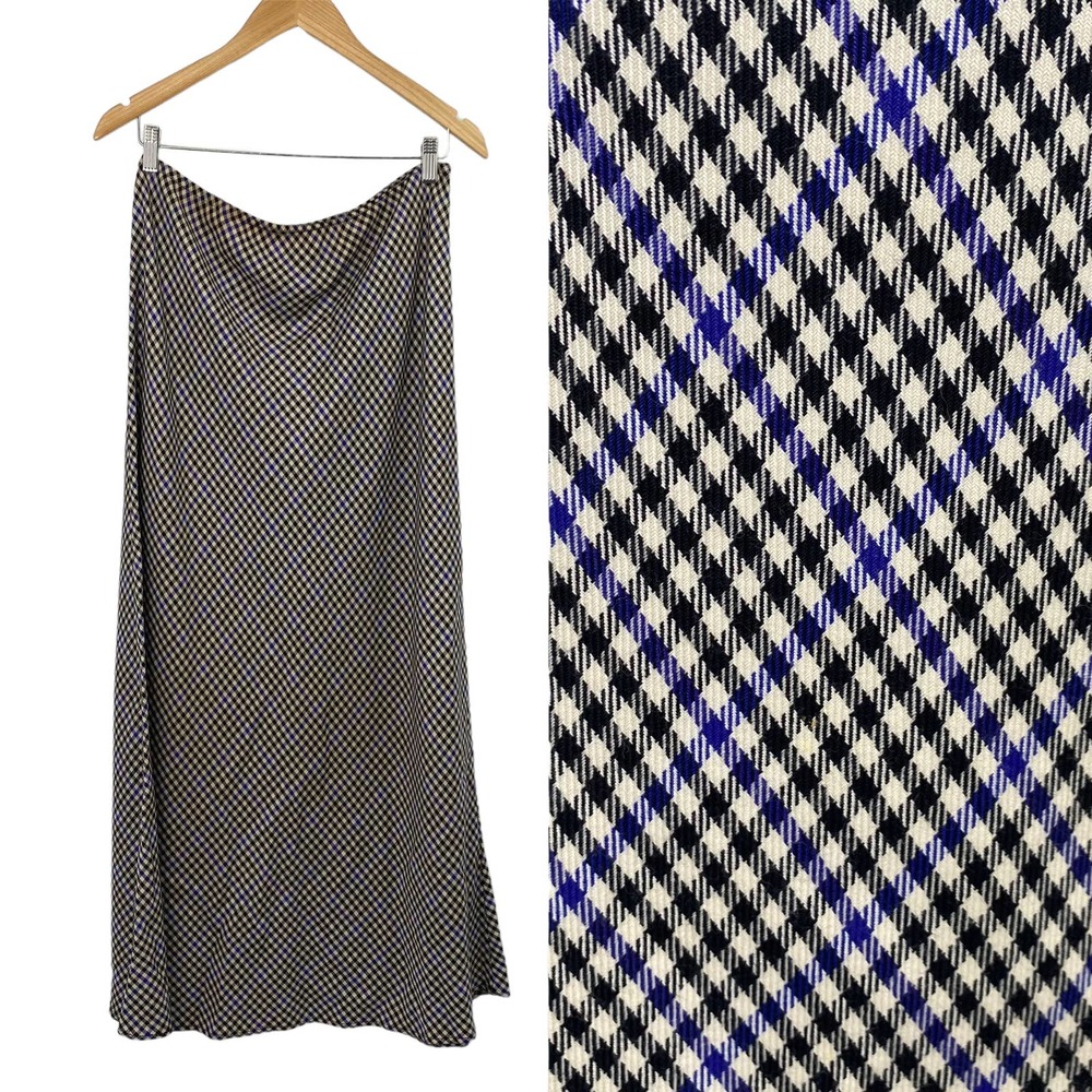 Vintage Maxi Skirt Gingham Plaid Buffalo Check A Line Wool Blend Womens 1X